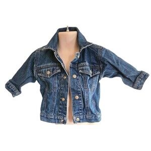 Osh Kosh Workwear Toddler Boys 12 Months Denim Blue Jean Jacket Distressed Cuffs